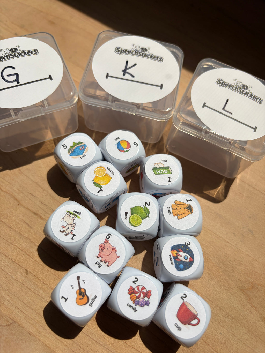 Speech Therapy Articulation Dice Set | SLP Material & Game Resource, 4 Dice, 24 Targets